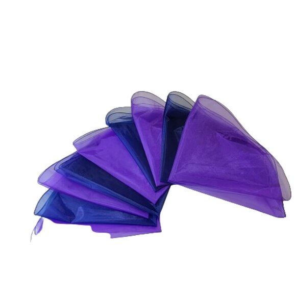 Purple and Dark Blue Tulle Organza Circles Event Decor Bouquet Wrapper 12 pieces - Picture 8 of 9